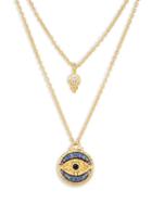 Judith Ripka Evil Eye Multi-stone Goldplated Double Chain Necklace