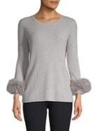 Qi New York Fox Fur-trimmed Cashmere Top