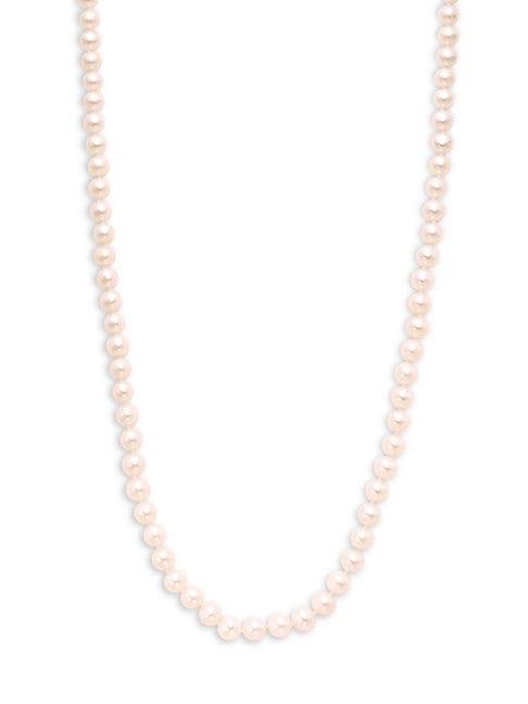 Saks Fifth Avenue 14k Yellow Gold & 6mm White Round Pearl Necklace