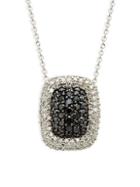 Effy 14k White Gold & Black & White Diamond Pendant Necklace