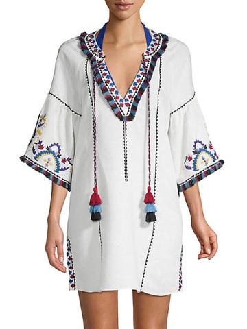 Parker Beach Embroidered Tassel Cover-up