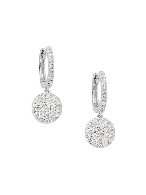 Saks Fifth Avenue 14k White Gold & Diamond Circle Dangle Drop Earrings