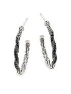 John Hardy Black Sapphire And Sterling Silver Hoop Earrings