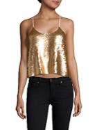 Tibi Eclair Sequinned Cropped Camisole Top
