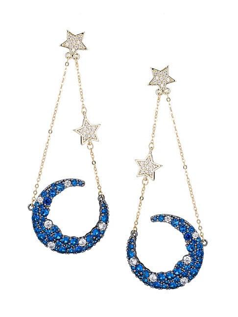 Eye Candy La Luxe Crystal Star & Moon Drop Earrings