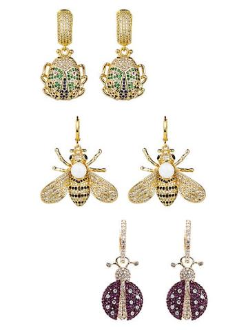 Eye Candy La Luxe Multicolored Crystal Olivia Honey Bee 3-pair Earrings Set