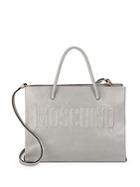 Moschino Embossed Logo Leather Tote