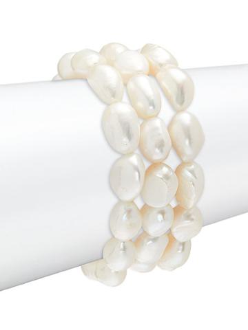 Masako 3-piece 9-10mm White Baroque Freshwater Pearl Bracelet Set