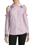 Nanette By Nanette Lepore Embroidered Cotton Button-down Shirt