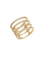 Ef Collection 14k Yellow Gold & Diamond Multi Spiral Midi Ring