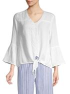 Beach Lunch Lounge Lace-trimmed Cotton Blouse