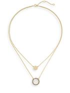Freida Rothman Mother-of-pearl & White Stone Double Pendant Necklace