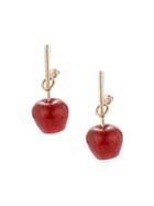 Eye Candy La 18k Goldplated & Crystal Apple Drop Earrings