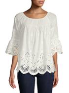 Lumie Embroidered Off-the-shoulder Cotton Top