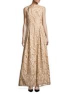 Karl Lagerfeld Paris Embroidered Floral A-line Gown
