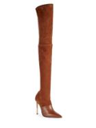 Balmain Amazone Suede & Leather Thigh-high Boots