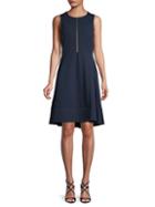 Dkny Front-zip Fit-&-flare Dress