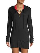 Saks Fifth Avenue Off 5th Lace-up Hooded Coverup