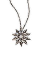 Bavna 1.54 Tcw Champagne Rose Cut Diamonds & Rainbow Moonstone In Sterling Silver Star Necklace