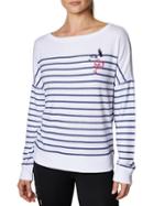 Betsey Johnson Striped Embroidered Pullover Sweatshirt