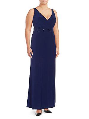 Laundry By Shelli Segal Plus Embellished Floor-length Gown