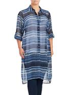 Vince Camuto, Plus Size Striped Button-front Tunic