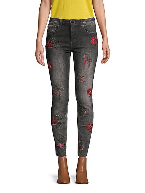 Driftwood Jackie Embroidered Rose Skinny Jeans