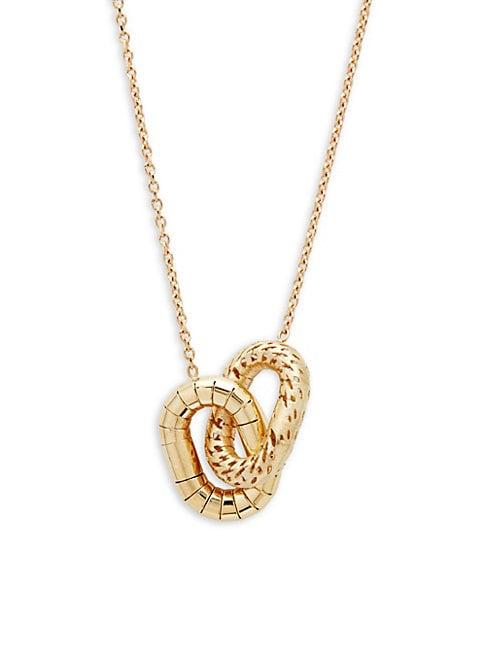 Saks Fifth Avenue Made In Italy Made In Italy 14k Yellow Gold Double Oval Pendant Necklace
