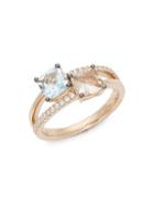 Le Vian 14k Strawberry Gold&reg; Vanilla Diamonds&reg; Blue Aquamarine&reg; Peach Morganite&trade; Two Stone Ring