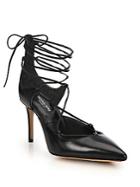 Michael Kors Collection Gabby Point Toe Leather Lace-up Pumps