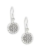 Lois Hill Classic Sterling Silver Embossed Circle Drop Earrings