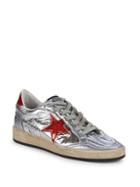 Golden Goose Deluxe Brand Ball Star Distressed Metallic-leather Sneakers