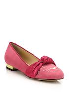 Charlotte Olympia Eccentric Suede Kitty Flats