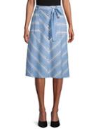 Laundry By Shelli Segal Buttoned Chevron-striped Skirt