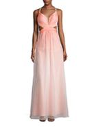 La Femme Solid Sleeveless Gown