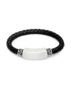 Saks Fifth Avenue Embossed Stainless Steel Leather Rope Bracelet
