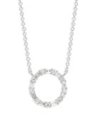 Saks Fifth Avenue 14k White Gold Diamond Open Circle Pendant Necklace