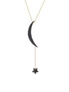 Gabi Rielle Sterling Silver & Black Crystal Moon Star Necklace