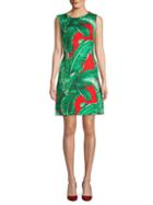 Dolce & Gabbana Leaf-print Cotton Silk Dress