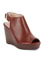 Kenneth Cole Peep-toe Leather Wedge Sandals