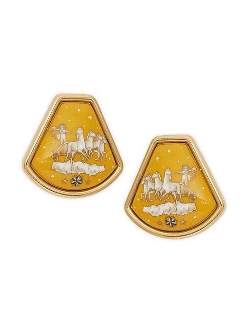 Herm S Vintage Goldtone Art Deco Clip-on Drop Earrings