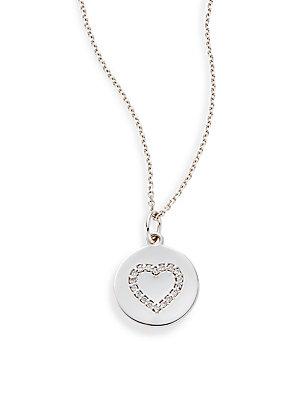Kc Designs Diamond & 14k White Gold Heart Disc Pendant Necklace