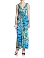 Saks Fifth Avenue Blue Medallion-print Sleeveless Maxi Dress