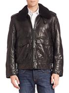 Andrew Marc Anchorage Shearling-trimmed Aviator Jacket