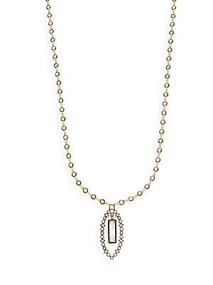 Freida Rothman Crystal Baguette Leaf Pendant Necklace