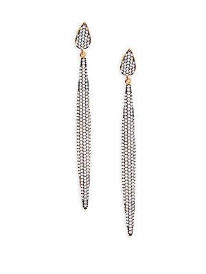 Azaara Crystal & Sterling Silver Linear Drop Earrings