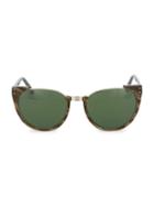 Linda Farrow 54mm Faux Tortoiseshell Round Sunglasses