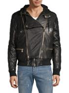 Balmain Quilted Hooded Leather Jacket