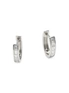 Saks Fifth Avenue 14k White Gold & Diamond Baguette Huggie Hoop Earrings