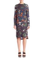 Moschino Long Sleeve Floral Print Dress